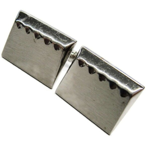 Hickok Rectangle Silver Tone Cufflinks Tux Shirt Dress Suit Vintage - Picture 1 of 5